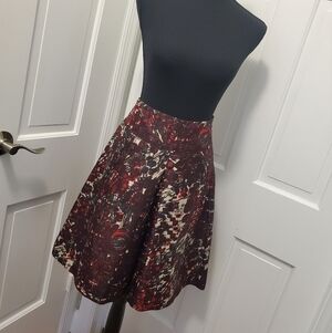NWT LAVIA 100% Silk Abstract  Print Fit & Flare Skirt Size 40=US XS, Retail $468